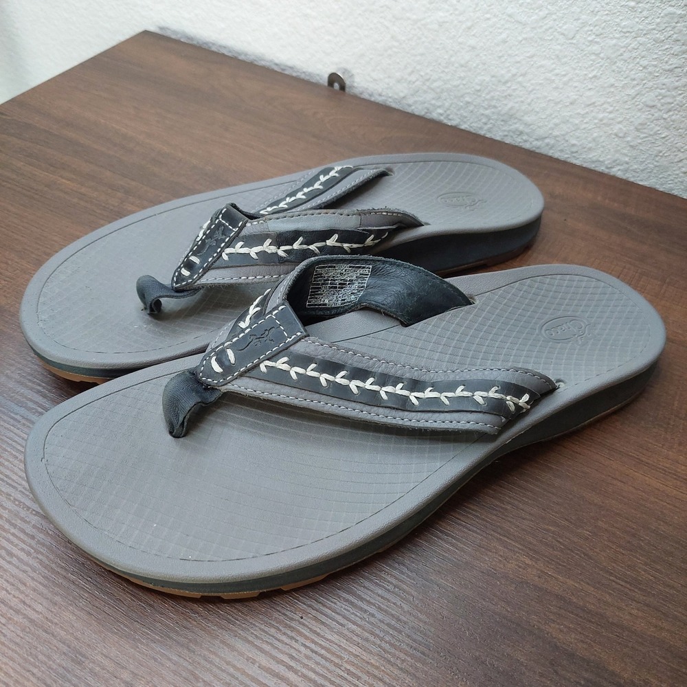 Chaco Playa Women's Sandals Gray Leather‎ Whipstitch Straps Size 7